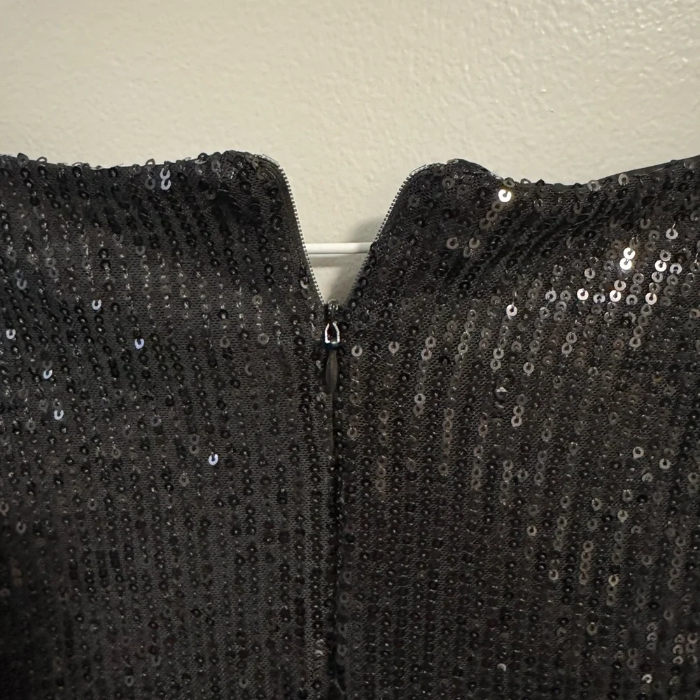 CBR Black Sequin Long Sleeve Wrap-Front Dress - Picture 3 of 7
